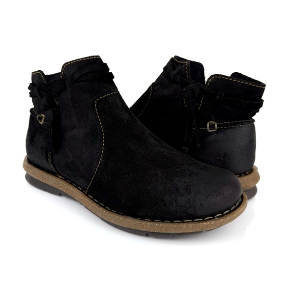 Born Shoes - Born Women's Tarkiln Distressed Suede Ankle Booties Black Size 10